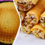 Křupavé vaflové trubičky s kondenzovaným mlékem, smetanou a ořechy: recept